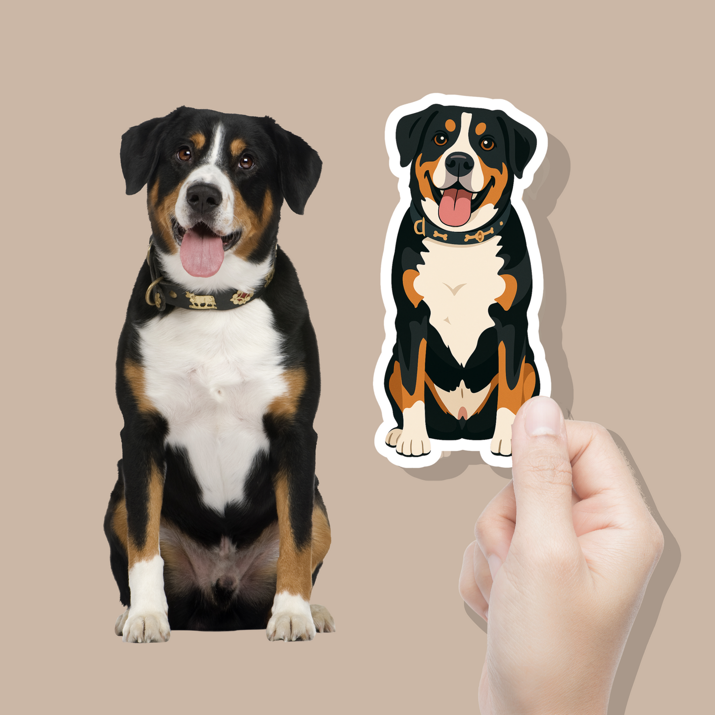 Personalisierte Hundeaufkleber- Hand gezeichnet Karikatur Haustieraufkleber, benutzerdefinierter Hundeaufkleber, Gesichtsaufkleber - Cartoon